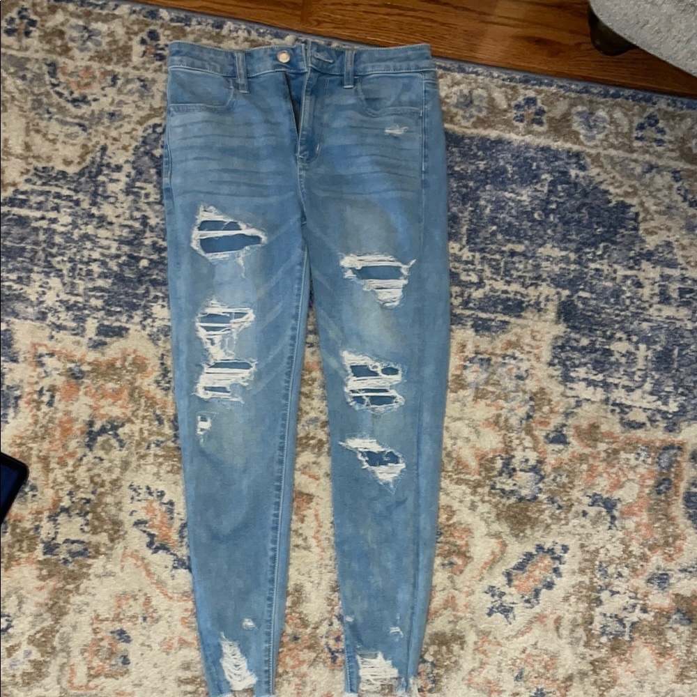 Distressed Blue Jeans